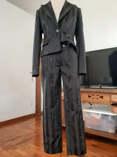 Conjunto terno feminino blazer calça preto festa trabalho escritório evento casamento