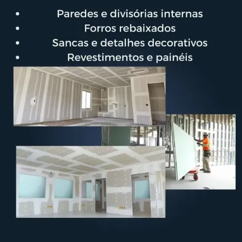 Forros Modulares Removíveis,Gesso Acartonado, Pintura, elétrica, Sancas e detalhes decorat
