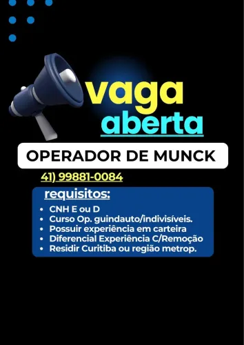 MOTORISTA OPERADOR DE MUNCK 