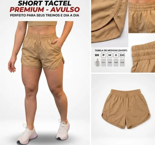 Short  tactel  com bolso tam p m g é ggg