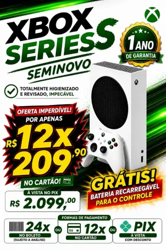 Xbox Series S Digital +Bateria recarregável gratis e 1 ano de garantia Frete Grátis