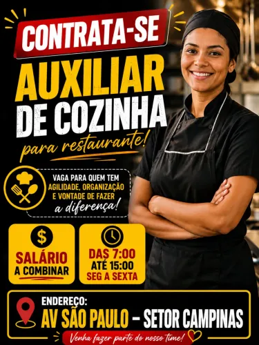 Vaga de emprego pra auxiliar de cozinha