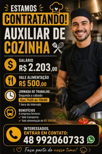 VAGA DE AUXILIAR DE COZINHA