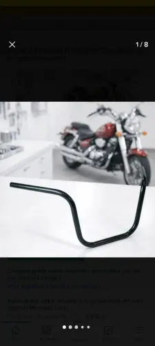 Guidão Alto 25 Cm 10 Chopper Custom Preto 22 Mm 7/8<br><br>