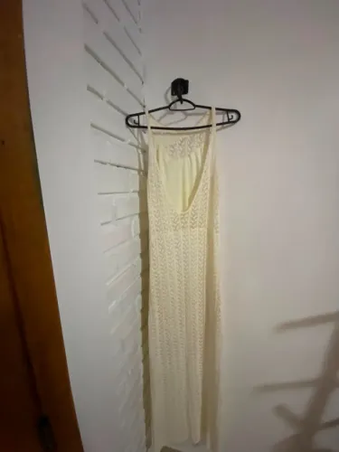 Vestido Longo de Renda Off-White