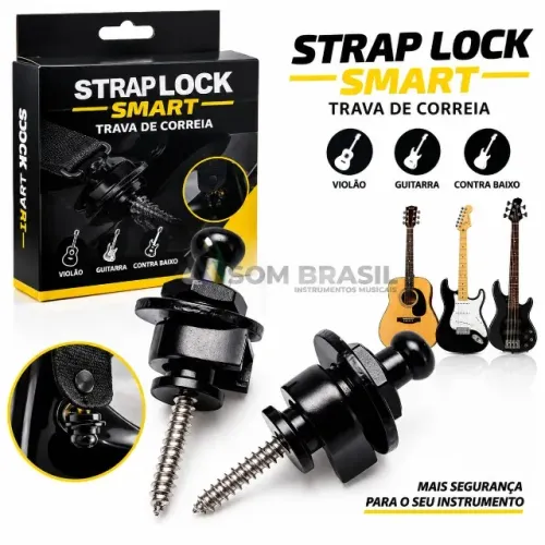 Strap Lock Trava para Correia Guitarra Violão Baixo Ukulele Sistema de Travamento Seguranç
