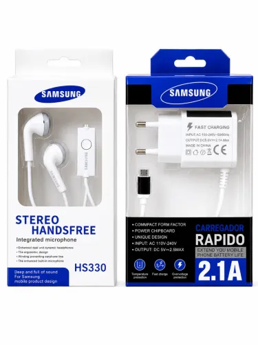 Kit Samsung HS330 + Carregador Rápido 2.1A | Novo Lacrado