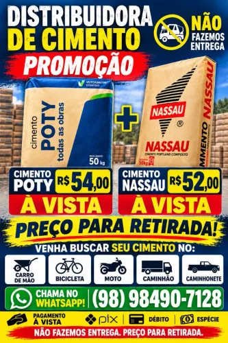 Cimento Nassau e Poty para retirada
