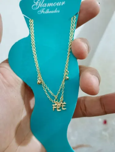 Tornozeleira fé folheada a ouro 18k