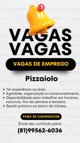 PIZZAIOLO COM EXPERIÊNCIA