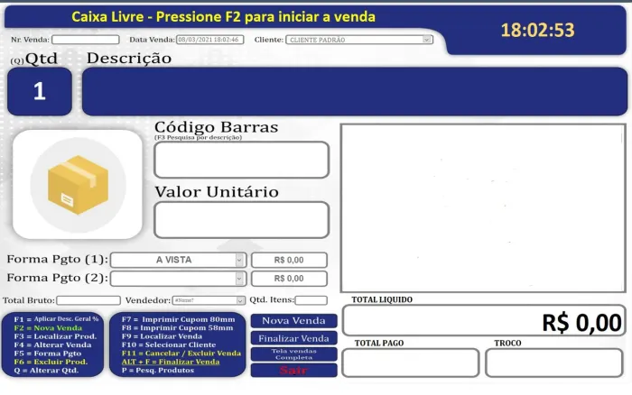 Sistema não fiscal para o comércio em geral