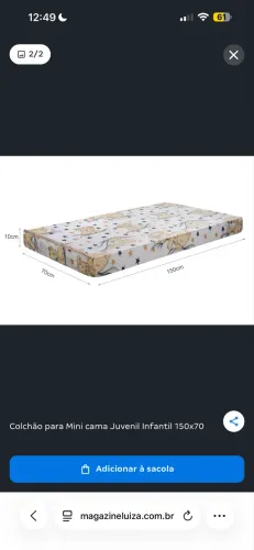 Colchão mini cama semi novo