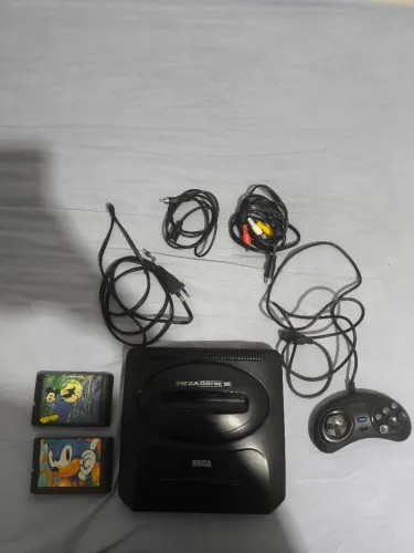 Mega Drive 3 III TecToy Original + 2 Jogos + Cabos + Porta Sega CD