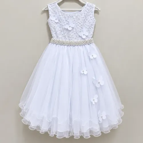 Vestido de festa infantil branco para daminha - tamanho 8 anos