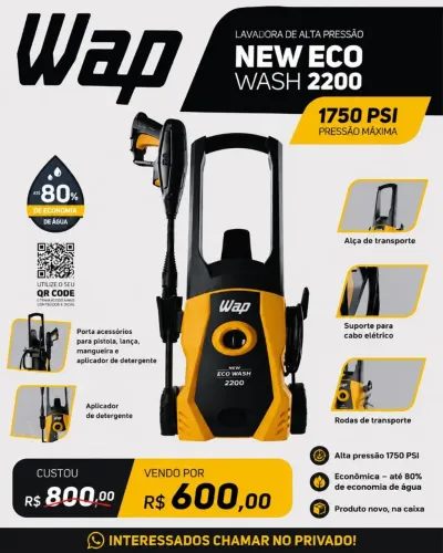 Lavadora de Alta Pressão WAP Eco Wash 2200 - Semi Nova