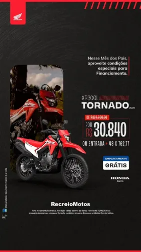 XR300L TORNADO 2026 - 0km - ENTRADA + 48x 762,77 - EMPLACAMENTO