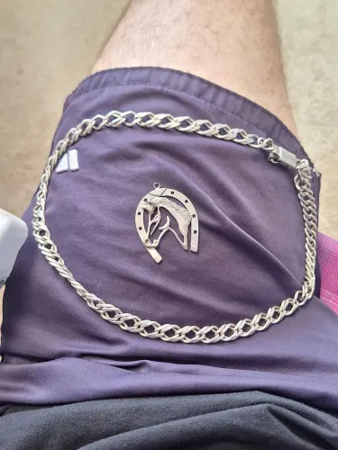 Cordão masculino de aço inox + pingente de cavalo