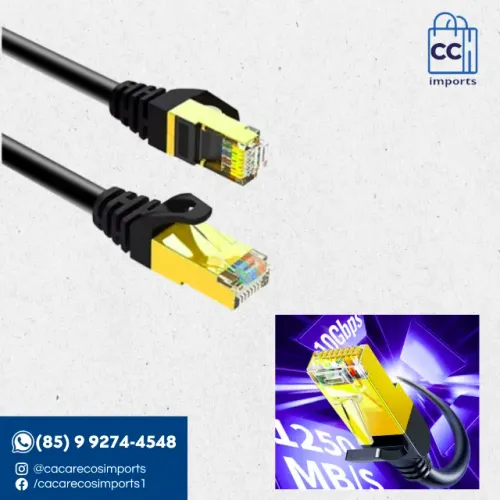 Cabo de Rede Ethernet CAT7 10Gbps RJ45 1,5M | Novo | Pronta Entrega