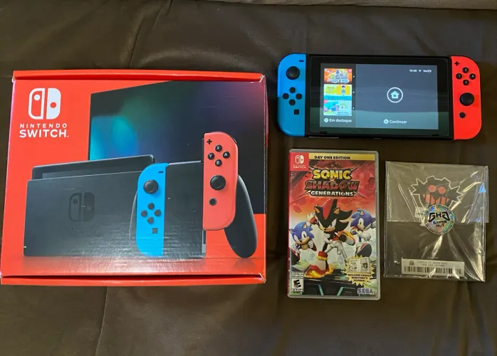 Nintendo Switch V2 (bateria extendida) com jogo SONIC & SHADOW GENERATIONS