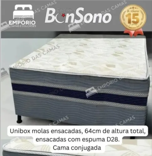 Cama solteiro R$ 664 ou casal R$ 879 molas conjugada bonsono 