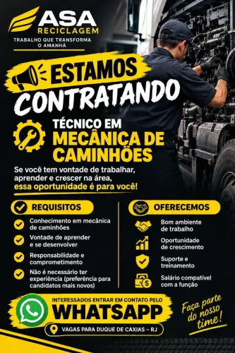 Vaga para técnico em mecânica para caminhões