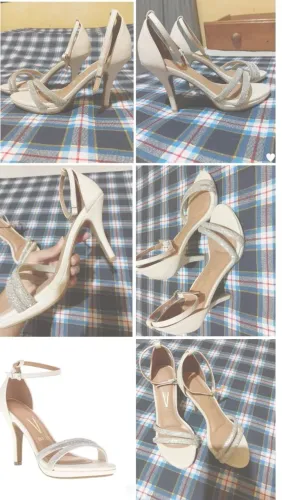 Sandália de Salto Alto Vizzano Feminina - Branco/Off White/Cristal