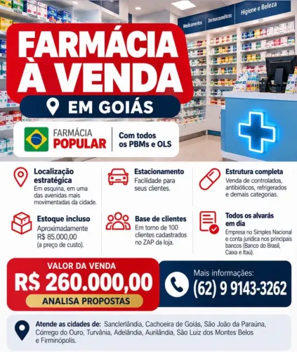 Drogaria tradicional à venda completa e em funcionamento