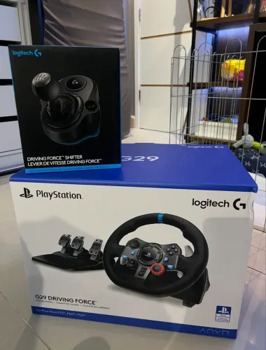 Volante Logitech G29 com pedal + Câmbio Driving Force Shifter para PS3 PS4 PS5 e PC