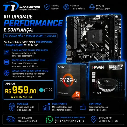 Kit gamer placa mãe + processador Ryzen c/ cooler- 959r$