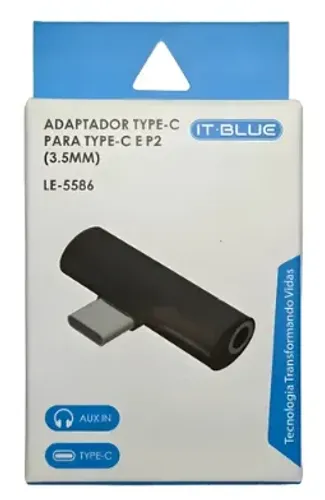 Adaptador Type-C para Type-C e P2 (3.5mm) LE-5586 - IT-BLUE