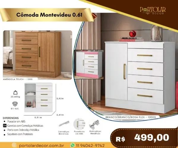 Cômoda Montevidéu 0.61 a pronta entrega