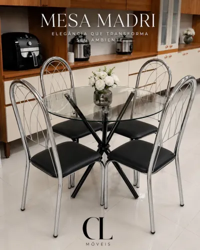 Mesa madri com trampo de vidro 