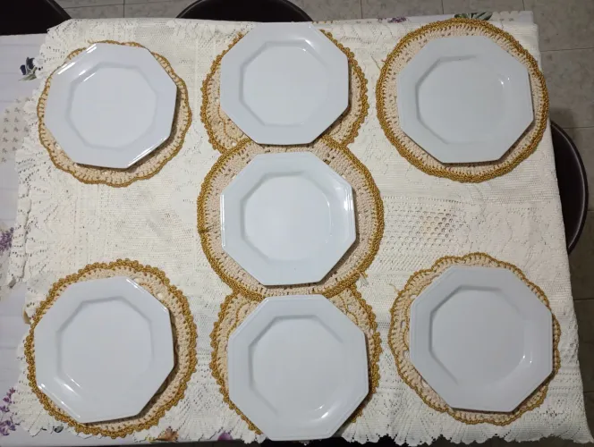 Conjunto de 7 Pratos Fundos Porcelana Pomerode Schmidt