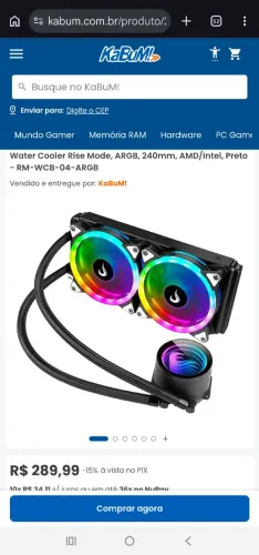Water Cooler Rise Mode, ARGB, 240mm, AMD intel, Preto - RM-WCB-04-ARGB Watercooler Fan