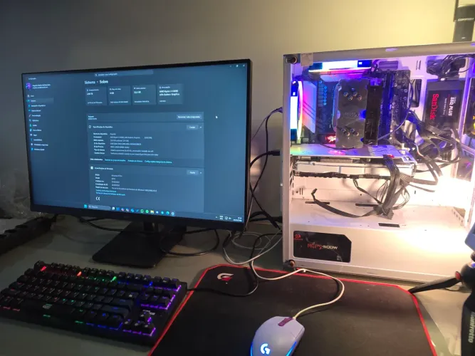 PC Ryzen 5600g 32gb de ram, RX 580 2040sp 8Gb completo+Monitor de brinde 