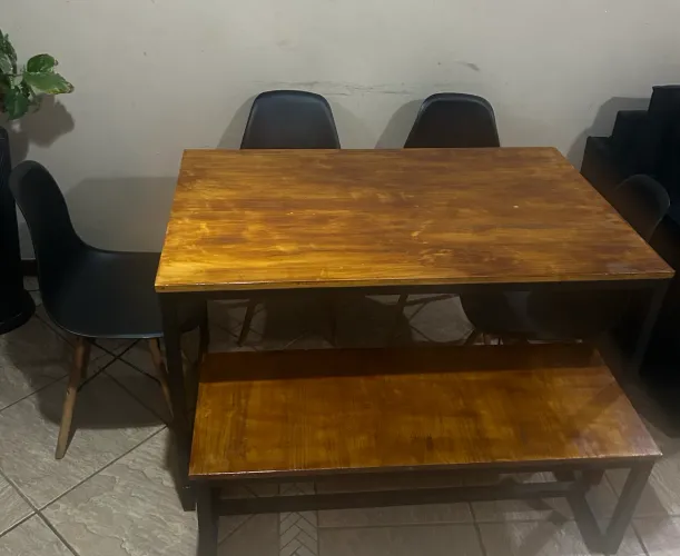 Mesa de jantar - estilo industrial - banco e cadeiras 