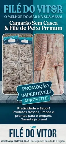 File de peixe e camarão fresco sem casca