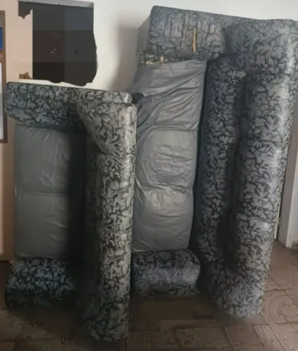 Sofá em couro conjunto