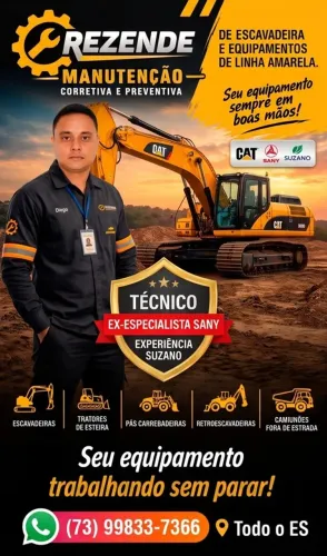 Mecânico Especialista em Escavadeiras e Linha Amarela no ES (Sany/Suzano)