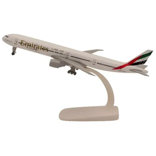 Avião Miniatura Emirates Boeing B777 20cm Metal Com Rodas e Suporte