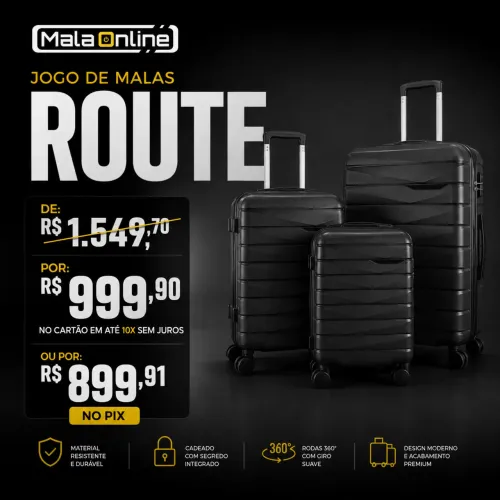 Jogo de Malas de Viagem Route Polipropileno