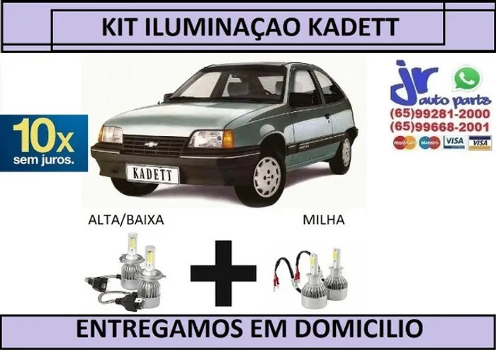 Kit Lampada Ultra LED(Alta/Baixa e Milha) Kadett 6000K 12V 24V