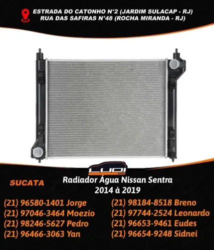 Radiador Água Nissan Sentra 2014 à 2019
