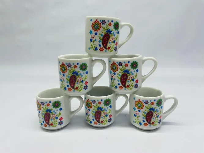 Jogo de 6 xícaras de café com design floral