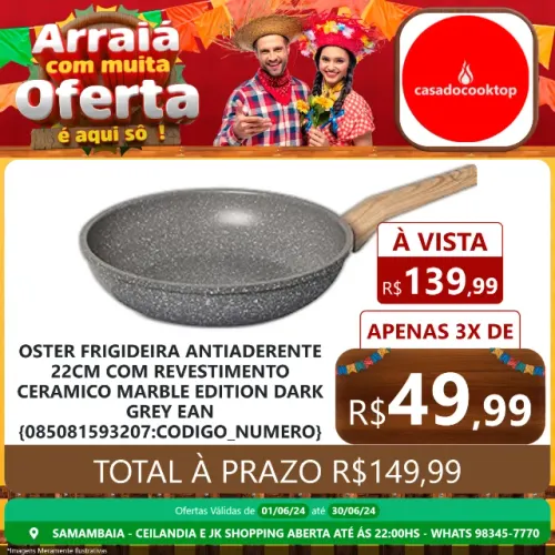 Oster frigideira antiaderente 22cm com revestimento ceramico marble edition - dark grey 