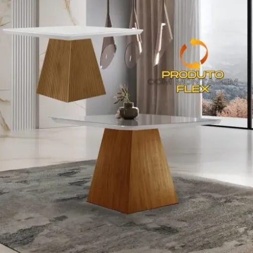 Mesa de Jantar 100%MDF Luna 90 Canto Copo 