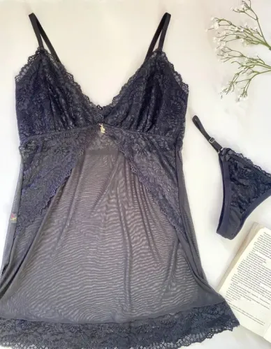 Camisola que acompanha calcinha - Camisola de Cetim