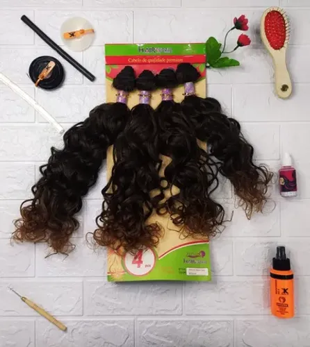 Cabelo Organico Anelado 55cm 230g 4pçs  Hair World - Cor (#t1b-30)