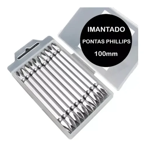 Bits Ponteira Dupla Parafusadeira Philips dupla 110mm Com 10 peças