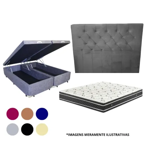 Kit Box Baú King  Bipartida + Colchão Molas Ensacadas 28cm - Direto da Fabrica 